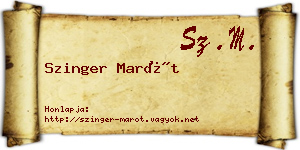 Szinger Marót névjegykártya
